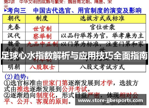 足球心水指数解析与应用技巧全面指南